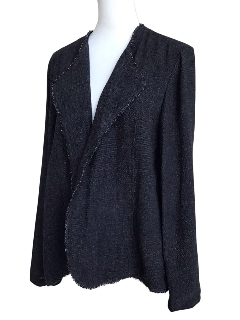 Eileen Fisher Tweed Open- Front Italian Fabric Jacket